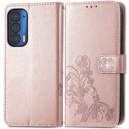Mobigear Clover Motorola Edge (2021) Étui Portefeuille - Rose doré