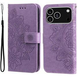 Mobigear Flowers Housse iPhone 17 Pro Etui Porte-Monnaie - Violet