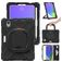 Mobigear RingGuard Coque iPad Mini 6 (2021) Coque arrière en Plastique rigide,Silicone + Porte-crayon + Bandoulière + Support Amovible - Noir