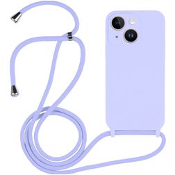 Mobigear Lanyard iPhone 14 Coque avec cordon en Silicone - Violet