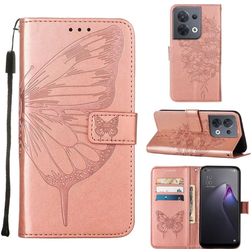 Mobigear Butterfly Housse OPPO Reno 8 5G Etui Porte-Monnaie - Rose doré