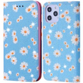 Mobigear Daisies Housse iPhone 12 Pro Max Etui Porte-Monnaie - Bleu