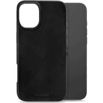 Mobilize Premium iPhone 16 Plus MagSafe Cuir véritable Coque arrière - Noir