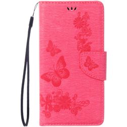 Mobigear Butterfly Housse iPhone SE (2022) Etui Porte-Monnaie - Magenta