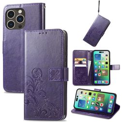 Mobigear Clover Housse iPhone 15 Pro Max Etui Porte-Monnaie - Violet