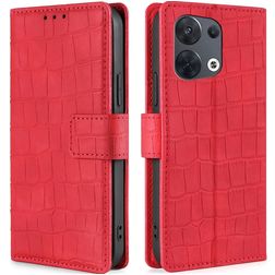 Mobigear Croco Housse OPPO Reno 8 5G Etui Porte-Monnaie - Rouge