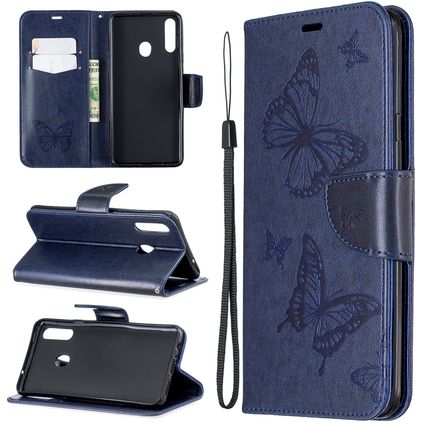 Mobigear Butterfly Housse Samsung Galaxy A20s Etui Porte-Monnaie - Bleu
