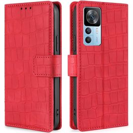 Mobigear Croco Housse Xiaomi 12T Etui Porte-Monnaie - Rouge