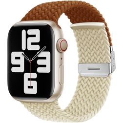 Mobigear Braided Dual Bracelet Nylon Apple Watch Fermeture à pince - 49/46/45/44 mm - Marron / Lumière stellaire