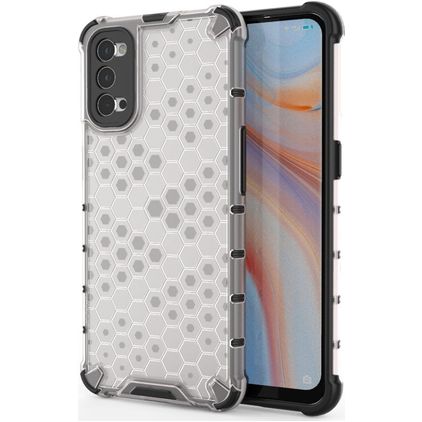 Mobigear Honeycomb Coque OPPO Reno 4 Coque arrière Rigide Anti-Chocs - Blanc