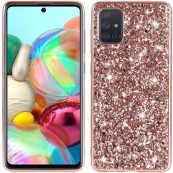 Mobigear Glitter Coque Samsung Galaxy A73 Coque arrière Rigide - Rose doré
