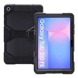 Xccess Survivor Essential Coque Samsung Galaxy Tab S10 FE Coque arrière en Plastique rigide,Silicone + Support Amovible - Noir