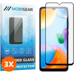 Mobigear Premium Xiaomi Redmi 10C Verre trempé Protection d'écran - Compatible Coque - Noir (Lot de 3)