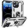Mobigear Armor Ring Coque iPhone 16 Pro Max Coque arrière Rigide Anti-Chocs avec Anneau-Support - Argent