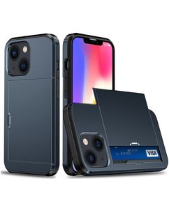 Mobigear Card Coque iPhone 15 Coque arrière Rigide Anti-Chocs avec Porte-Cartes - Dark Blue