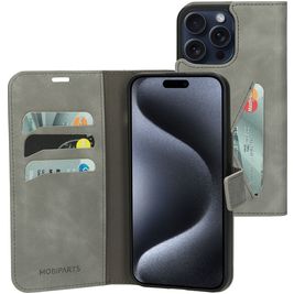 Mobiparts Classic Wallet Housse iPhone 15 Pro Max Etui Porte-Monnaie - Granite Grey