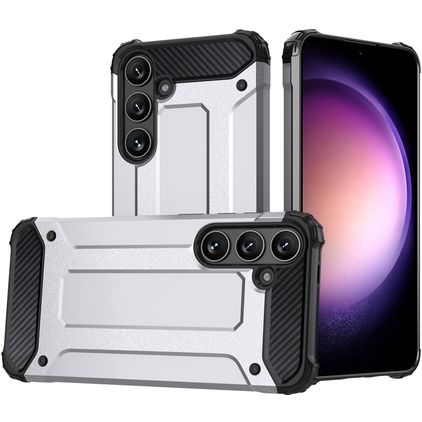 Mobigear Outdoor Coque Samsung Galaxy S24 Coque arrière Rigide Anti-Chocs - Argent