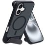 Mobiparts Hardcover Coque iPhone 16 MagSafe Coque arrière Rigide avec Support Amovible - Satin Black