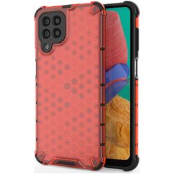 Mobigear Honeycomb Coque Samsung Galaxy M33 Coque arrière Rigide Anti-Chocs - Rouge