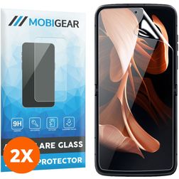 Mobigear Premium Motorola Razr (2022) Verre trempé Protection d'écran - Compatible Coque - Noir (Lot de 2)