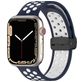 Mobigear Sport Plus Mag Bracelet Silicone Apple Watch Fermeture magnétique - 42/41/40/38 mm - Blanc / Bleu Marin