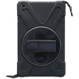 Xccess Survivor All-round Coque Samsung Galaxy Tab S6 Lite Coque arrière en Plastique rigide,Silicone + Bandoulière + Support Amovible - Noir