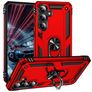 Mobigear Armor ring Samsung Galaxy S25 FE Plastique rigide Coque arrière Antichoc avec bague de maintien - Rouge