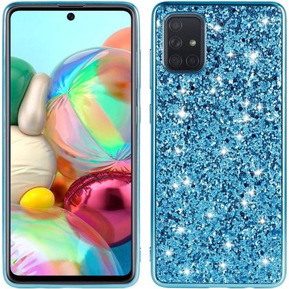 Mobigear Glitter Coque Samsung Galaxy A73 Coque arrière Rigide - Bleu