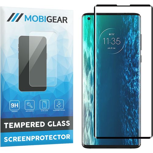 Mobigear Curved Motorola Edge (2020) Verre trempé Protection d'écran - Compatible coque - Noir
