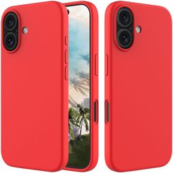 Mobigear Rubber Touch Coque iPhone 16 Coque arrière en Silicone - Rouge