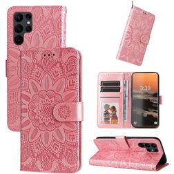 Mobigear Sunflower Housse Samsung Galaxy S23 Ultra Etui Porte-Monnaie - Rose