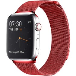 Mobigear Loop Bracelet Milanais Apple Watch Fermeture magnétique - 42/41/40/38 mm - Rouge