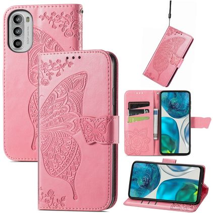 Mobigear Butterfly Housse Motorola Moto G52 Etui Porte-Monnaie - Rose