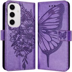 Mobigear Butterfly Housse Samsung Galaxy S24 FE Etui Porte-Monnaie - Violet