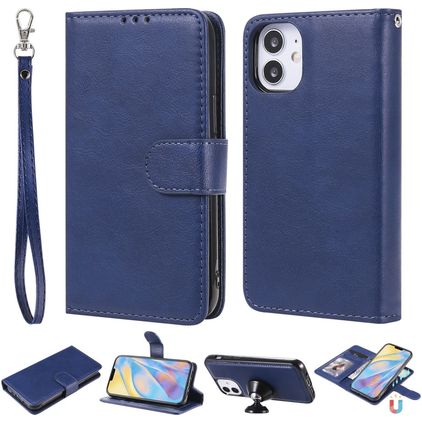 Mobigear Wallet iPhone 12 Mini Coque Étui 2en1 avec coque amovible Portefeuille - Bleu