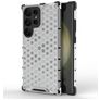 Mobigear Honeycomb Coque Samsung Galaxy S24 Ultra Coque arrière Rigide Anti-Chocs - Blanc
