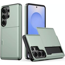 Mobigear Card Coque Samsung Galaxy S26 Ultra Coque arrière Rigide Anti-Chocs avec Porte-Cartes - Vert foncé Mobigear Card Coque Samsung Galaxy S26 Ultra Coque arrière Rigide Anti-Chocs avec Porte-Cartes - Vert foncé