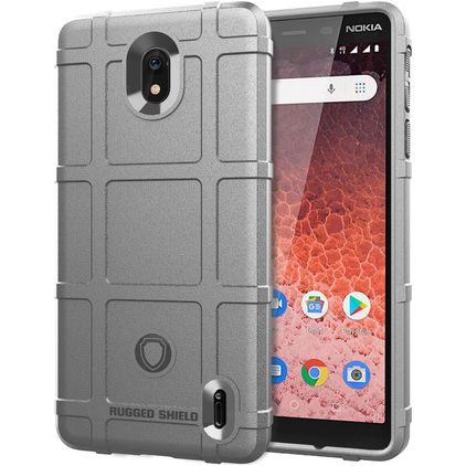 Mobigear Rugged Shield Coque Nokia 1 Plus Coque arrière en TPU Souple Anti-Chocs - Gris