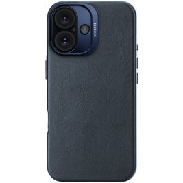 Decoded Coque iPhone 16 MagSafe Coque arrière en Cuir Véritable - Bleu Marin
