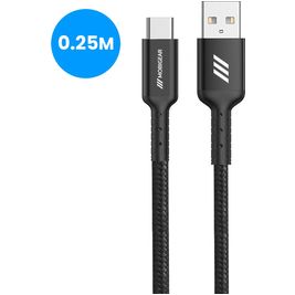 Mobigear Nylon - Câble USB-A vers USB-C 0.25 mètre - Noir Mobigear Nylon - Câble USB-A vers USB-C 0.25 mètre - Noir