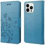 Mobigear Flowers Housse iPhone 14 Pro Etui Porte-Monnaie - Bleu