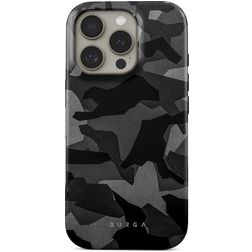 Burga Tough Coque iPhone 16 Pro Coque arrière Rigide Anti-Chocs - Night Black Camo