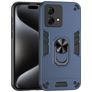 Mobigear Armor Ring Motorola Moto G84 Plastique rigide Coque arrière Antichoc avec bague de maintien - Bleu