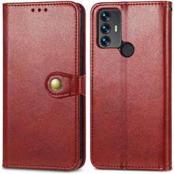 Mobigear Snap Button Housse TCL 30 SE Etui Porte-Monnaie - Rouge