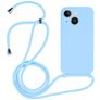 Mobigear Lanyard iPhone 15 Plus Coque avec cordon en Silicone - Bleu