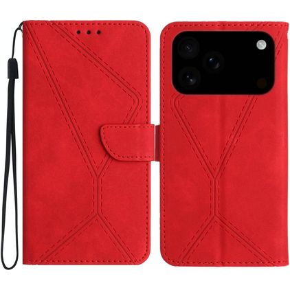 Mobigear Stitch Housse iPhone 17 Pro Max Etui Porte-Monnaie - Rouge