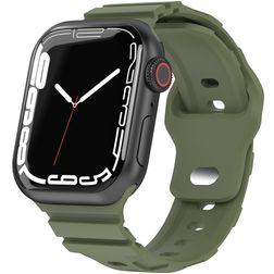 Mobigear Sport Armor Bracelet Silicone pour Apple Watch Fermeture à clou et passant - 42/41/40/38 mm - Olive