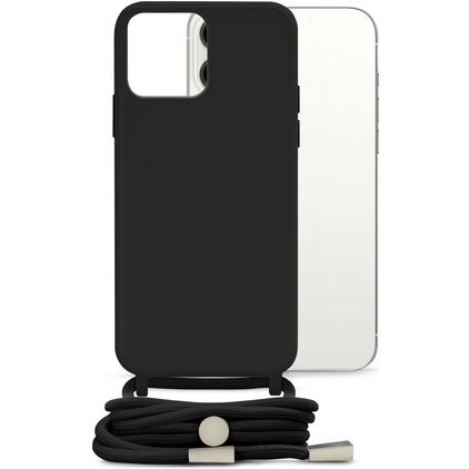 Mobilize Lanyard Gelly iPhone 13 Pro Max TPU souple Coque avec cordon - Noir