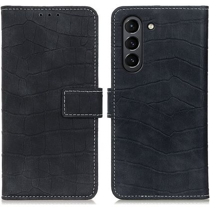 Mobigear Croco Housse Samsung Galaxy S21 FE Etui Porte-Monnaie - Noir