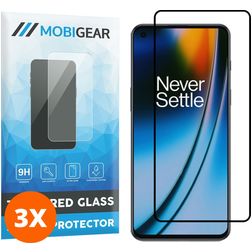 Mobigear Premium OnePlus Nord 2 Verre trempé Protection d'écran - Compatible Coque - Noir (Lot de 3)